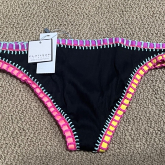 Platinum inspired by Solange Ferrarini Stitched Ribbed Bikini Bottom black  MED - Picture 3 of 3